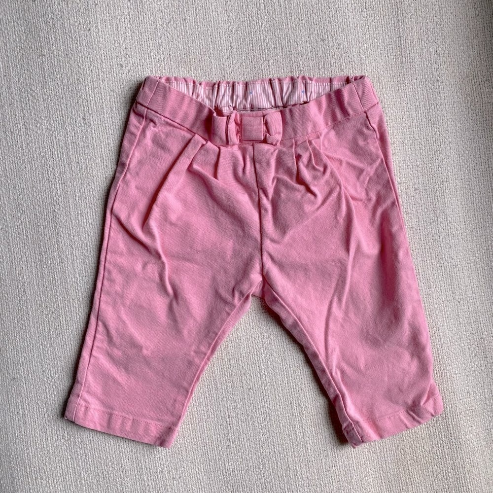 Jacadi pink cotton pants with bow, size 6 months